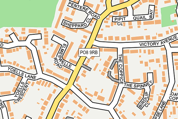 PO8 9RB map - OS OpenMap – Local (Ordnance Survey)