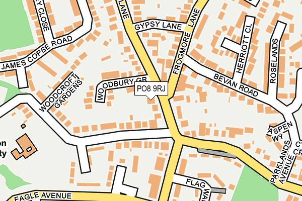 PO8 9RJ map - OS OpenMap – Local (Ordnance Survey)