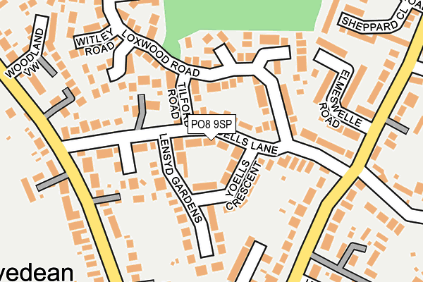 PO8 9SP map - OS OpenMap – Local (Ordnance Survey)