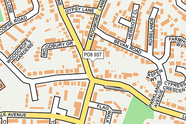 PO8 9ST map - OS OpenMap – Local (Ordnance Survey)
