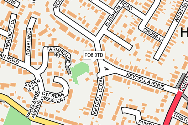 PO8 9TD map - OS OpenMap – Local (Ordnance Survey)