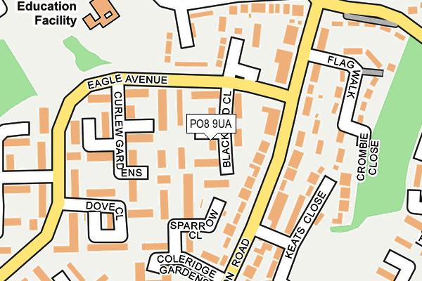 PO8 9UA map - OS OpenMap – Local (Ordnance Survey)