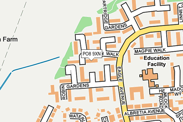 PO8 9XN map - OS OpenMap – Local (Ordnance Survey)