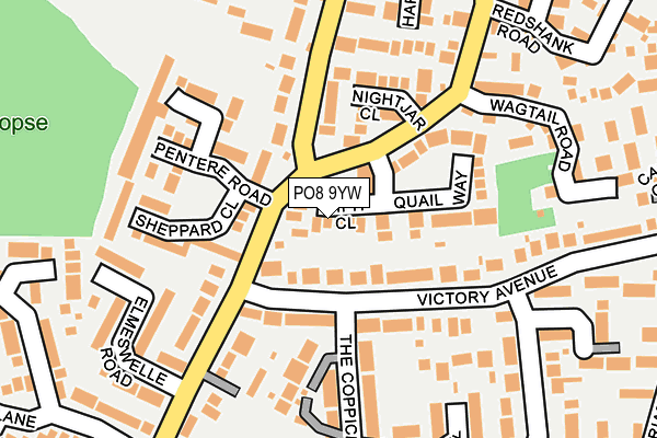 PO8 9YW map - OS OpenMap – Local (Ordnance Survey)