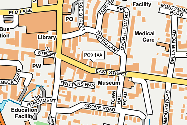 PO9 1AA map - OS OpenMap – Local (Ordnance Survey)