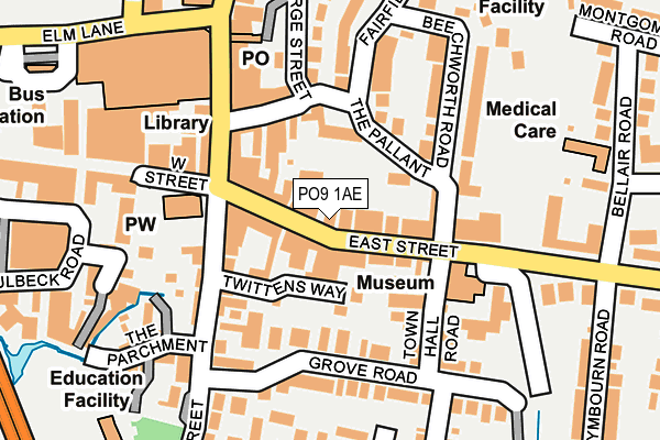 PO9 1AE map - OS OpenMap – Local (Ordnance Survey)