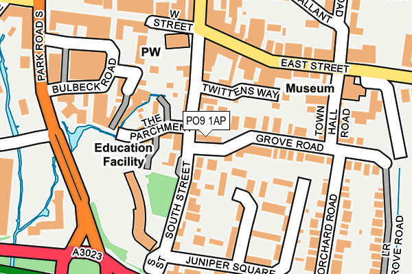 PO9 1AP map - OS OpenMap – Local (Ordnance Survey)