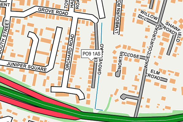 PO9 1AS map - OS OpenMap – Local (Ordnance Survey)