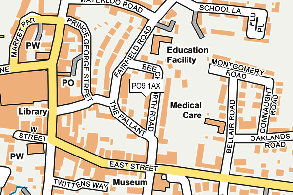 PO9 1AX map - OS OpenMap – Local (Ordnance Survey)