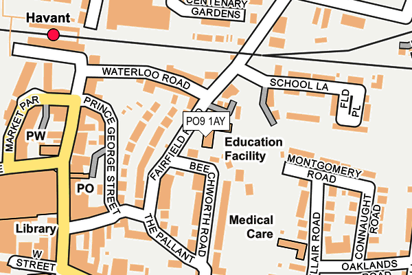 PO9 1AY map - OS OpenMap – Local (Ordnance Survey)
