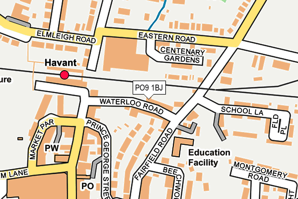 PO9 1BJ map - OS OpenMap – Local (Ordnance Survey)