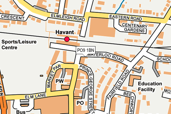 PO9 1BN map - OS OpenMap – Local (Ordnance Survey)