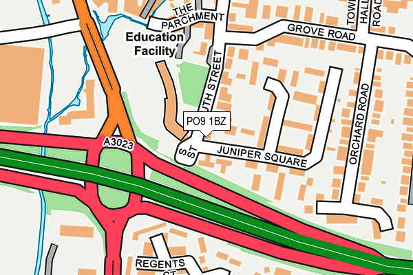 PO9 1BZ map - OS OpenMap – Local (Ordnance Survey)