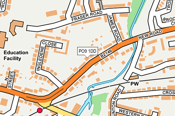 PO9 1DD map - OS OpenMap – Local (Ordnance Survey)