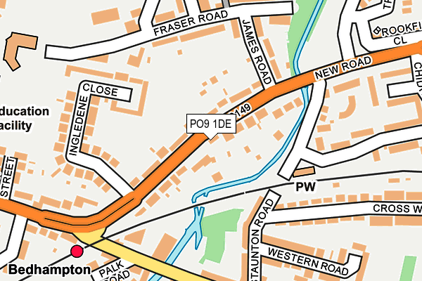 PO9 1DE map - OS OpenMap – Local (Ordnance Survey)