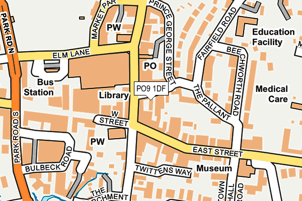 PO9 1DF map - OS OpenMap – Local (Ordnance Survey)