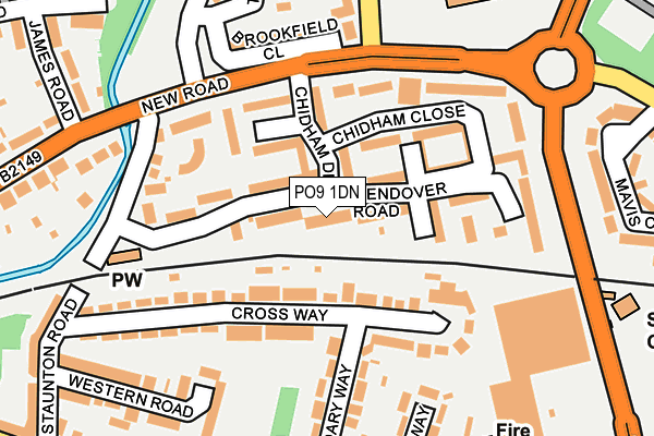 PO9 1DN map - OS OpenMap – Local (Ordnance Survey)