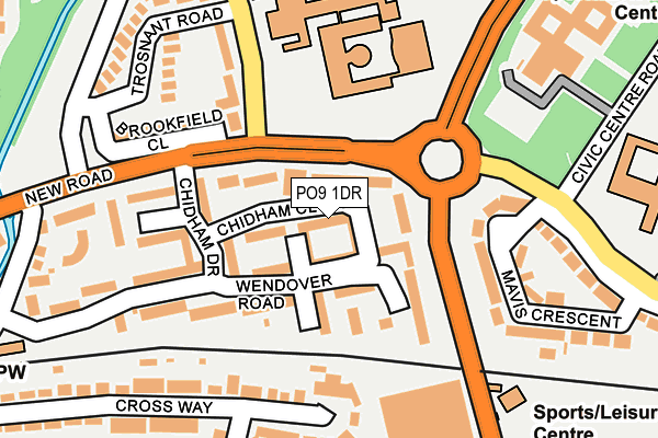 PO9 1DR map - OS OpenMap – Local (Ordnance Survey)