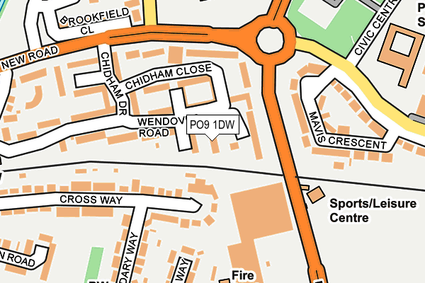 PO9 1DW map - OS OpenMap – Local (Ordnance Survey)