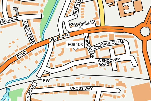 PO9 1DX map - OS OpenMap – Local (Ordnance Survey)