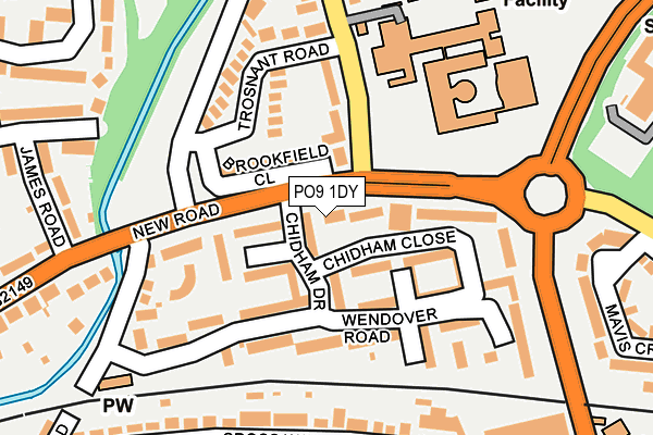 PO9 1DY map - OS OpenMap – Local (Ordnance Survey)