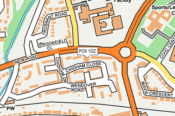 PO9 1DZ map - OS OpenMap – Local (Ordnance Survey)
