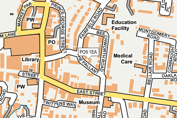 PO9 1EA map - OS OpenMap – Local (Ordnance Survey)