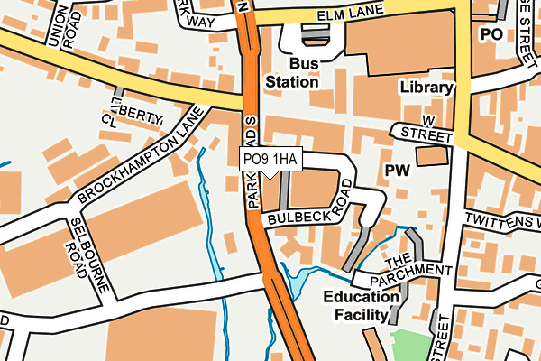 PO9 1HA map - OS OpenMap – Local (Ordnance Survey)