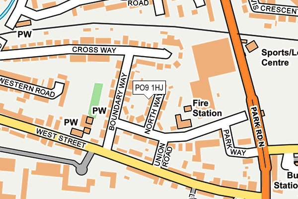 PO9 1HJ map - OS OpenMap – Local (Ordnance Survey)