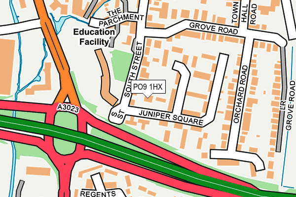 PO9 1HX map - OS OpenMap – Local (Ordnance Survey)