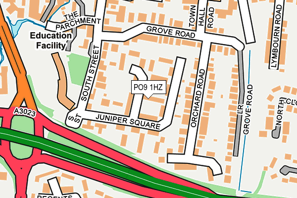PO9 1HZ map - OS OpenMap – Local (Ordnance Survey)