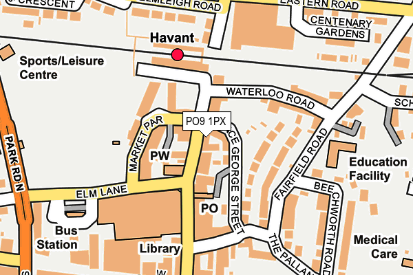 PO9 1PX map - OS OpenMap – Local (Ordnance Survey)