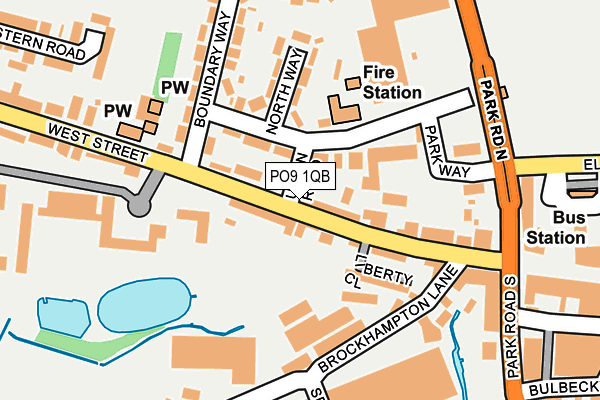 PO9 1QB map - OS OpenMap – Local (Ordnance Survey)