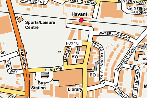 PO9 1QF map - OS OpenMap – Local (Ordnance Survey)