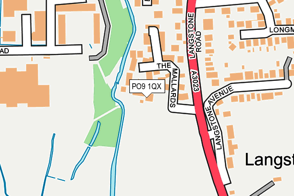 PO9 1QX map - OS OpenMap – Local (Ordnance Survey)