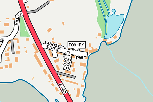 PO9 1RY map - OS OpenMap – Local (Ordnance Survey)
