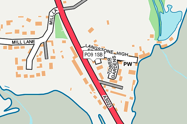 PO9 1SB map - OS OpenMap – Local (Ordnance Survey)