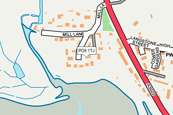 PO9 1TJ map - OS OpenMap – Local (Ordnance Survey)