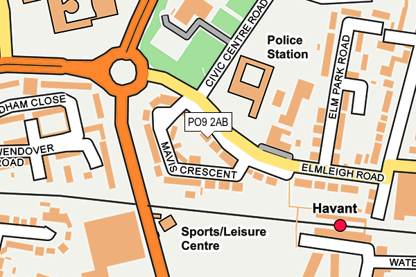 PO9 2AB map - OS OpenMap – Local (Ordnance Survey)