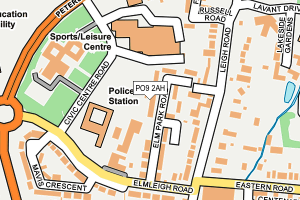 PO9 2AH map - OS OpenMap – Local (Ordnance Survey)