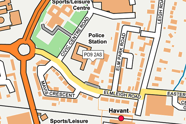 PO9 2AS map - OS OpenMap – Local (Ordnance Survey)