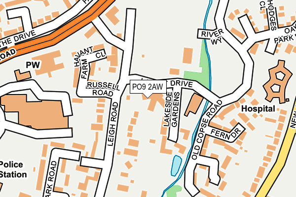 PO9 2AW map - OS OpenMap – Local (Ordnance Survey)