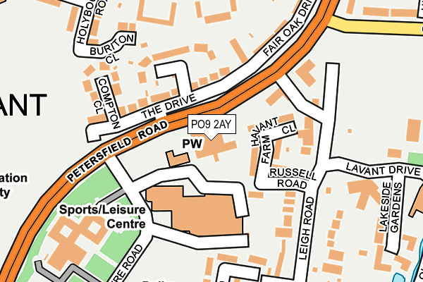 PO9 2AY map - OS OpenMap – Local (Ordnance Survey)