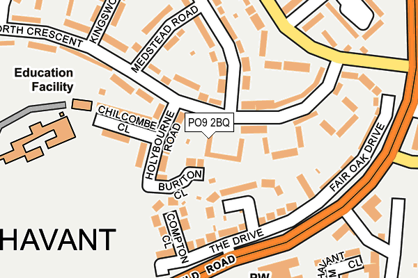 PO9 2BQ map - OS OpenMap – Local (Ordnance Survey)