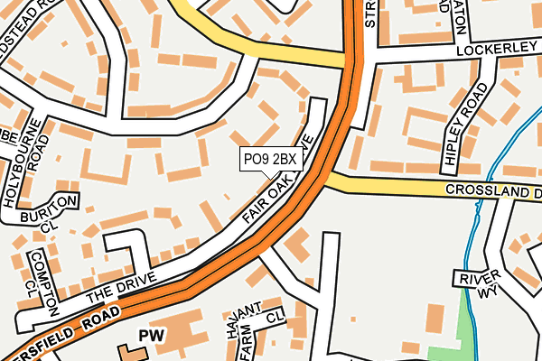 PO9 2BX map - OS OpenMap – Local (Ordnance Survey)