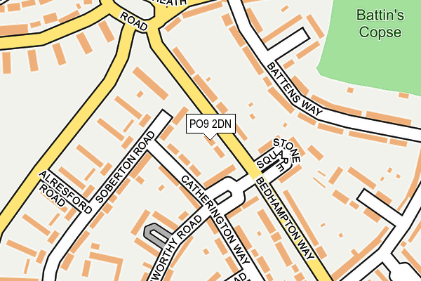 PO9 2DN map - OS OpenMap – Local (Ordnance Survey)