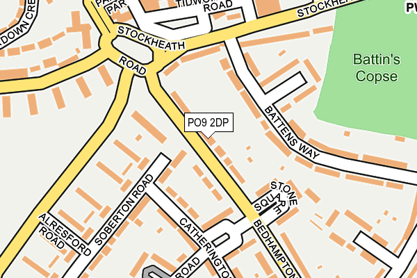 PO9 2DP map - OS OpenMap – Local (Ordnance Survey)