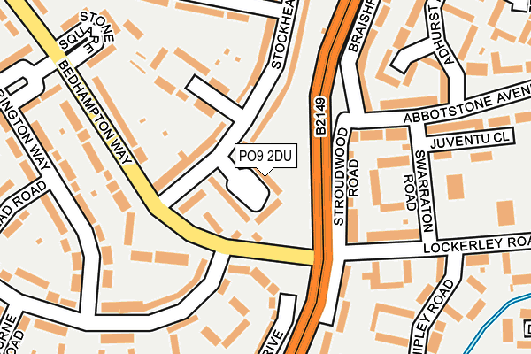 PO9 2DU map - OS OpenMap – Local (Ordnance Survey)