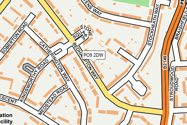 PO9 2DW map - OS OpenMap – Local (Ordnance Survey)