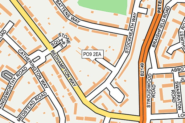 PO9 2EA map - OS OpenMap – Local (Ordnance Survey)